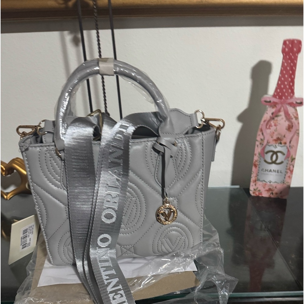 New VALENTINO ORLANDI TOTE BAG WITH PENDANT LIGHT GREY w/Guitar strap